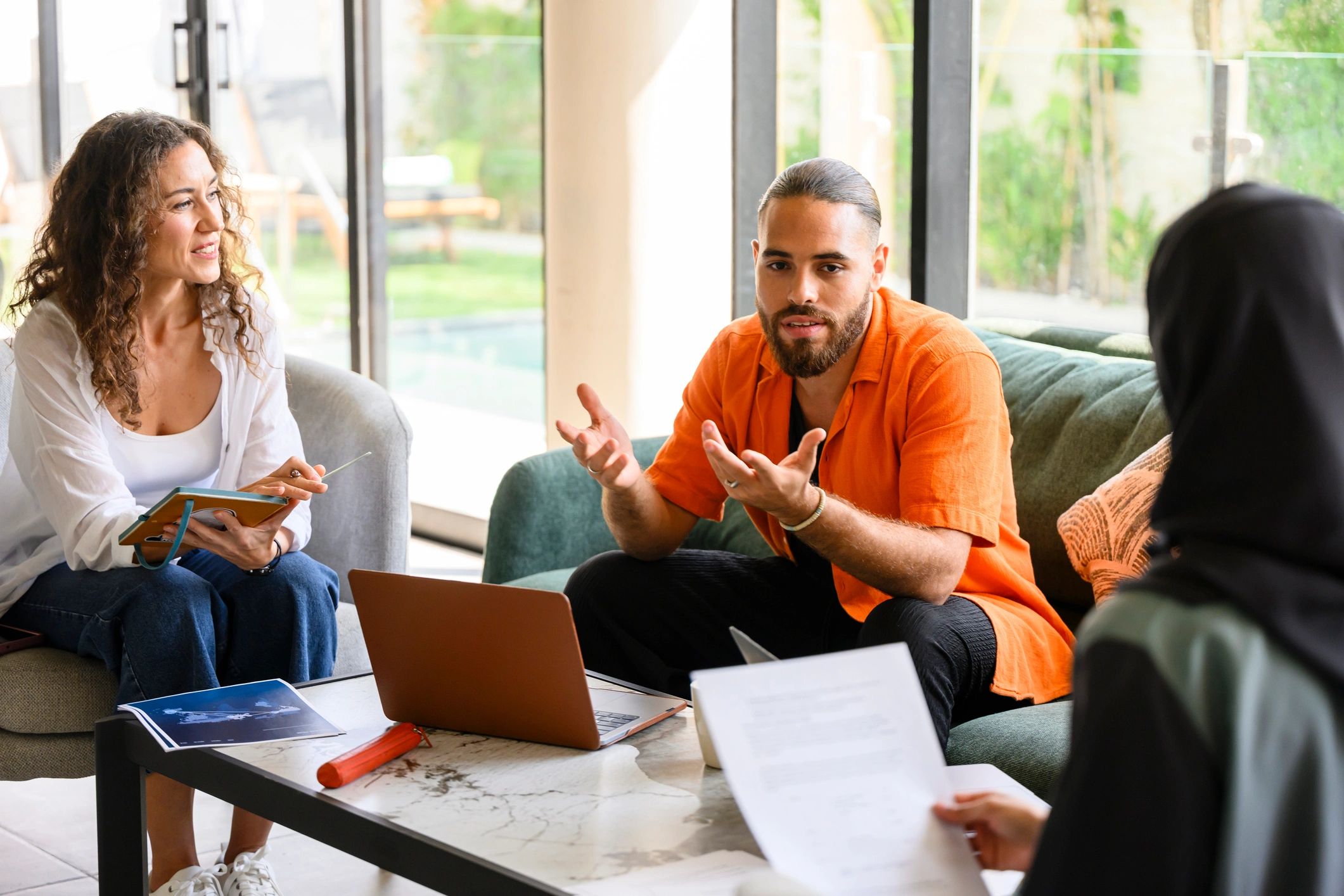Creative team collaborating in a bright modern office